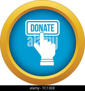 Hand drückt die Taste Symbol blau Vector zu spenden, isoliert Stock Vektor