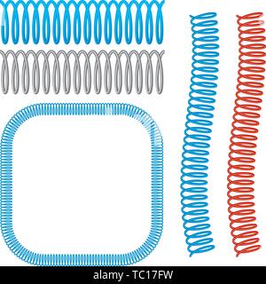 Vector Illustration. Spirale Drahtbürste in offenen und geschlossenen Formen. Drei Farben. Stock Vektor