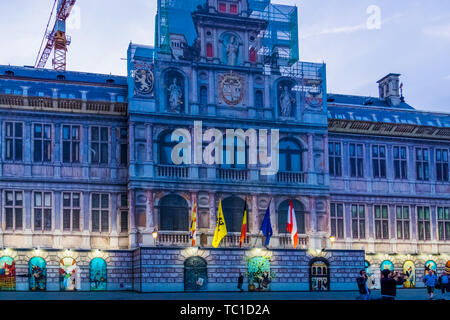 Das Rathaus von Antwerpen Stadt im Bau, Architektur, grotemarkt, Antwerpen, Belgien, 23. April 2019 Stockfoto