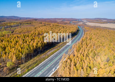 Sino-Russian border See Xingkai See Herbst Farbe Stockfoto