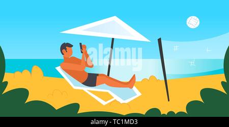 Strand liege und Sonnenschirm. Ruhen Sie auf das Meer und den Tourismus