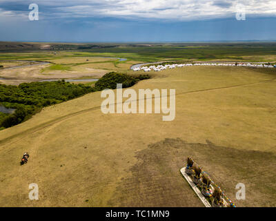 Hulunbuir Bayan Hushuo mongolischen Stamm, der Inneren Mongolei Stockfoto