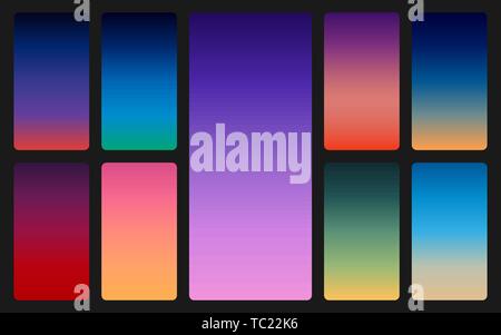 Farbe Himmel Hintergrund zu dunkel. Sonnenuntergang und Sonnenaufgang Gradienten. Weiche bunte Kulisse für mobile App. Trendy Design. Vector Illustration Stock Vektor