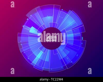 Futuristische hud Element. Kreis Technologie Konzept. Moderne, in blau und violett unterlegt. Zukunft techno Design. Vector Illustration Stock Vektor
