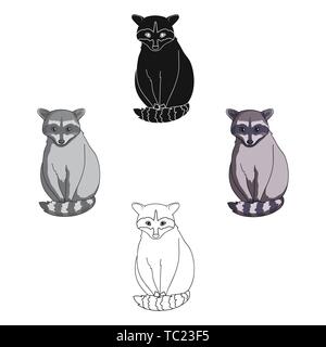 Waschbär. Tiere einzelnen Symbol im Cartoon, schwarze Art Vektor Symbol lieferbar Abbildung. Stock Vektor