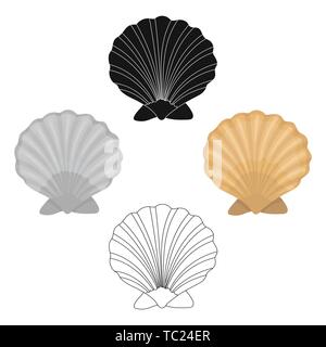 Prähistorische seashell Symbol im Cartoon, Design in schwarz auf weißem Hintergrund. Dinosaurier und prähistorische Symbol vektor Illustration. Stock Vektor