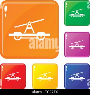 Draisine oder handcar Icons Set Vector Farbe Stock Vektor