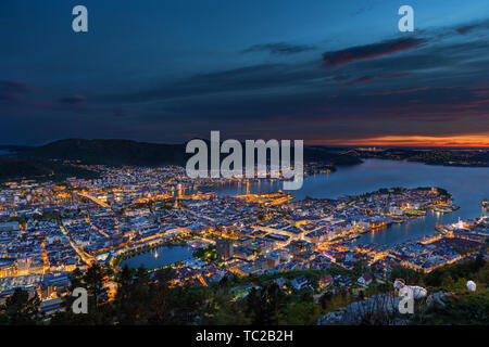 Bergen Altstadt Luftbild. Bergen, Norwegen. Stockfoto