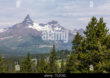 Pilot- und Index Höhepunkt der Beartooth Mountain Range in Custer Gallatin National Forest Juli 8, 2018 in der Nähe von West Yellowstone, Montana. Stockfoto