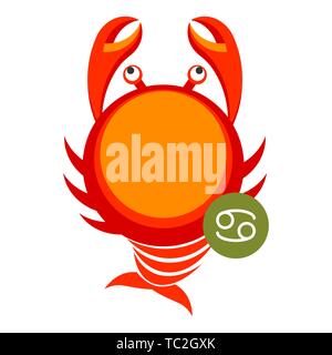 Krebs Astrologie Zeichen auf weißem isoliert. Horoskop modernes Symbol für Krebs stellt Zange von Krabben. Tierkreiszeichen astrologischen Mythologie i Stock Vektor