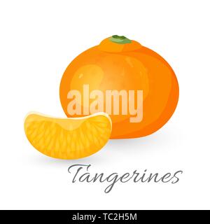 Tangerine tropische Frucht auf Weiß isoliert. Mandarin Orange realistische Vektor Stock Vektor