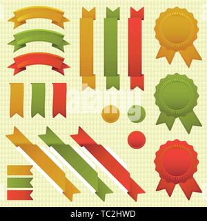 Vector Illustration. Mehrere Band und Abzeichen in drei Farben. Stock Vektor