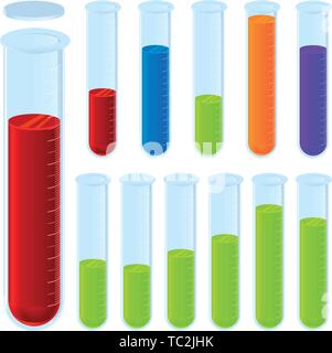 Vector Illustration. Labor Röhrchen in Farbe. Editierbare Tabelle. Stock Vektor
