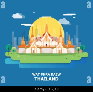 Wat Phra Kaew schöne Tempel in Thailand, Vektor und Illustration Design Stock Vektor