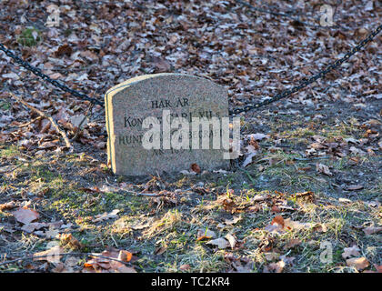 Grabstein von Royal Jagdhund Pompe, Karlberg Palace Park, Solna, Stockholm, Schweden, Skandinavien Stockfoto