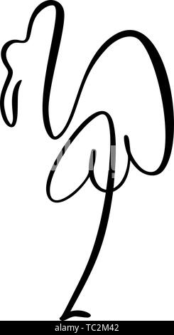 Flamingo mit einem Bein, durchgehender Linie Logo. Vektor-Illustration von Vogelform. Handgezeichnetes Element isoliert auf weißem Hintergrund für Logo Stock Vektor