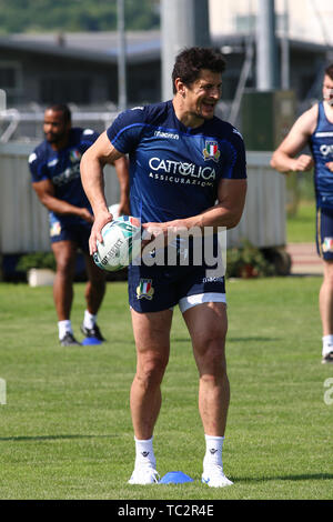 4. Juni 2019, Pergine Valsugana, Costa di Vigalzano, 2019 Rugby World Cup italienisches Team Vorbereitung und Schulung 4. Juni; Federico Zani (Benetton Rugby 7 Caps) Stockfoto