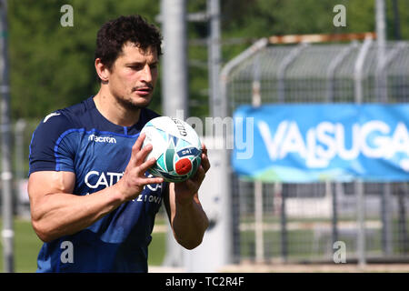 4. Juni 2019, Pergine Valsugana, Costa di Vigalzano, 2019 Rugby World Cup italienisches Team Vorbereitung und Schulung 4. Juni; Federico Zani (Benetton Rugby 7 Caps) Stockfoto