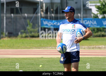 4. Juni 2019, Pergine Valsugana, Costa di Vigalzano, 2019 Rugby World Cup italienisches Team Vorbereitung und Schulung 4. Juni; Ex-English Rugby player Mike Catt Stockfoto