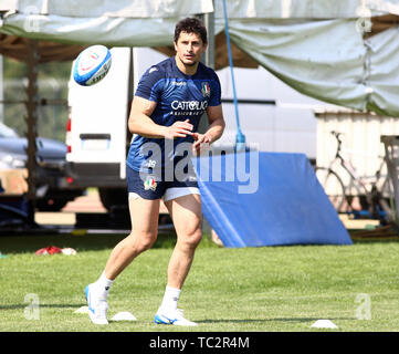 4. Juni 2019, Pergine Valsugana, Costa di Vigalzano, 2019 Rugby World Cup italienisches Team Vorbereitung und Schulung 4. Juni; Federico Zani (Benetton Rugby 7 Caps) Stockfoto