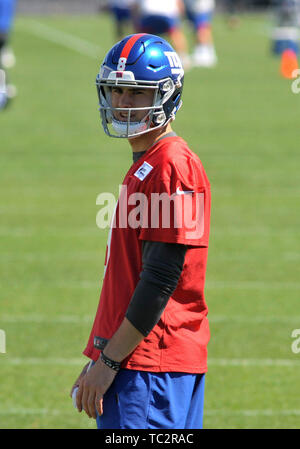 Juni 4, 2019 - Juni 04, 2019: New York Giants Quarterback DANIEL JONES (8) Während der Mini camp Aktion an der Quest Diagnostic Training Center, East Rutherford, NJ (Credit Bild: © Bennett CohenZUMA Draht) Stockfoto