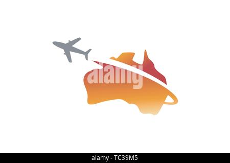 Kreative Flugzeugreise Australien Flug Logo Creative Air Design Illustration Stock Vektor