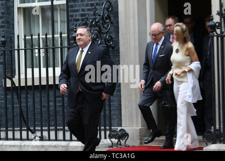 Mike Pompeo, Vereinigten Staaten von Amerika Präsidenten Besuch im Vereinigten Königreich, die Downing Street, London, UK, 04. Juni 2019, Foto von Richard Goldschmidt Stockfoto