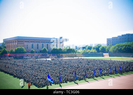 Die militärische Ausbildung von Hunan Universität für Wissenschaft und Technologie Stockfoto