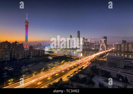 Guangzhou Pearl River neue Stadt Landschaft Nacht Landschaft Stockfoto