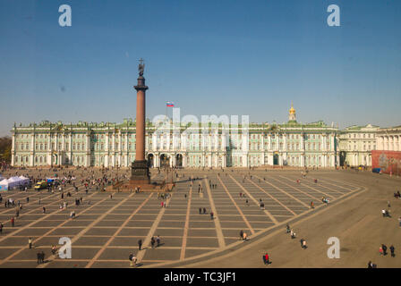 Die Alexandersäule am Palastplatz, St. Petersburg, Russland Stockfoto