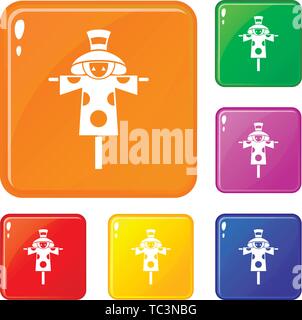 Vogelscheuche Icons Set Vector Farbe Stock Vektor