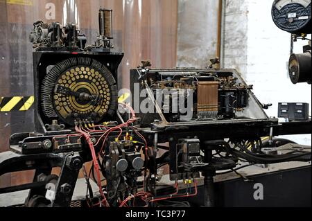 Ein ehemaliger LNWR Beförderung Lichtmaschinenprüfung anlage Kidderminster Carriage Works auf den Severn Valley Railway Stockfoto