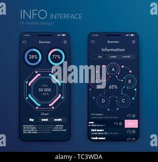 Vektorgrafiken mobile Infografiken mit drei und fünf Optionen. Vorlage für die Erstellung von mobilen Anwendungen, Workflow Layout, Schaltplan, Banner, Web Stock Vektor