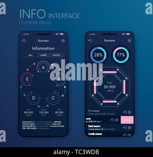 Vektorgrafiken mobile Infografiken mit drei und fünf Optionen. Vorlage für die Erstellung von mobilen Anwendungen, Workflow Layout, Schaltplan, Banner, Web Stock Vektor