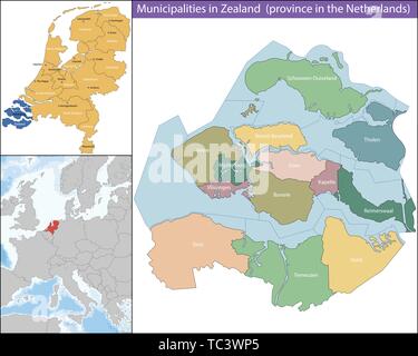 Zeeland ist eine Provinz in den Niederlanden Stock Vektor