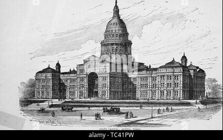 Gravur des State Capitol Building in Austin, Texas, aus dem Buch "Der Stadt Houston' von Andrew Morrison, 1890. Mit freundlicher Genehmigung Internet Archive. () Stockfoto