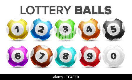 Kugeln mit Nummern für Lotterie Spiel Vektor Stock Vektor