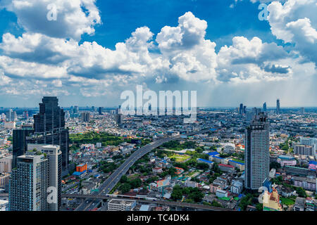 Hohe Ansicht der Stadt von Bangkok, Thailand Stockfoto