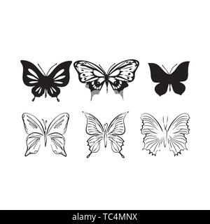 Eingestellt von Schmetterlingen, von weiß, Sammlung von Silhouetten isoliert, EPS8. Eingestellt von Schmetterlingen, von weiß, Sammlung von Silhouetten isoliert, EPS8. Stock Vektor