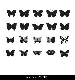 Eingestellt von Schmetterlingen, von weiß, Sammlung von Silhouetten isoliert, EPS8. Eingestellt von Schmetterlingen, von weiß, Sammlung von Silhouetten isoliert, EPS8. Stock Vektor