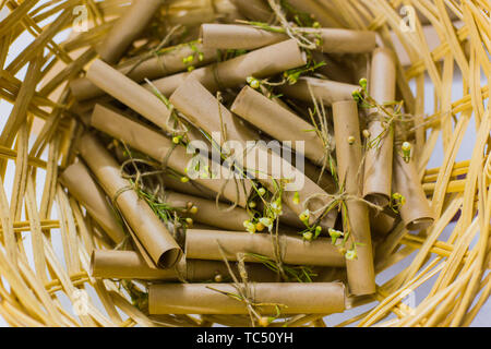 Kraftpapier Notizen Stockfoto