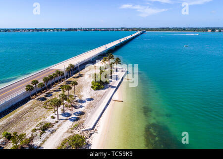 Florida, Sanibel Island Causeway, San Carlos Bay, Causeway Islands Park, Luftaufnahme von oben, FL190514d32