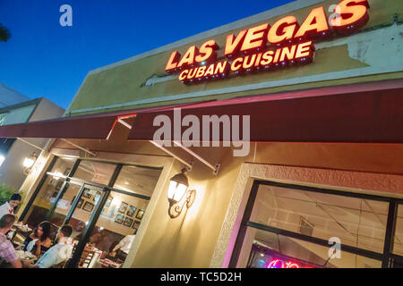 Miami Beach Florida, North Beach, Collins Avenue, Las Vegas Kubanische Küche, Restaurant Restaurants Essen Essen Essen Essen gehen Cafe Cafes Bistro, al fresco, sidew Stockfoto