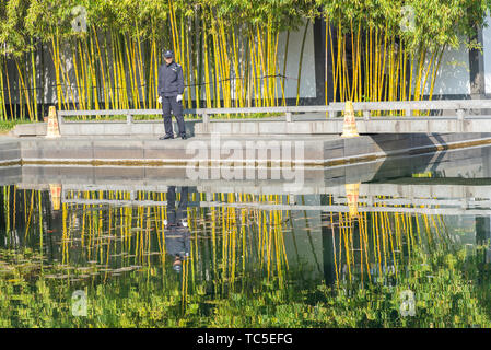 Von der verpfuschten politischen Garten in Suzhou Bamboo Stockfoto