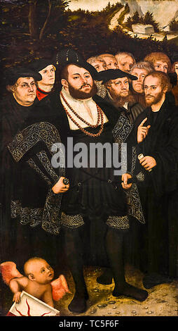 Lucas Cranach der Jüngere, Martin Luther und die Wittenberger Reformatoren, Portrait Malerei, 1543 Stockfoto