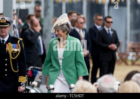 Führer der Welt einschließlich Königin Elizabeth II und Präsident Donald Trump aus Großbritannien, den USA und Europa sehen Sie die D-Tag 75 nationale Veranstaltung in Portsmouth, Großbritannien. Stockfoto