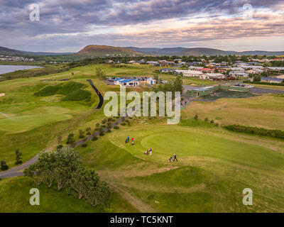 Mosfellsbaer Golfplatz, Mosfellsbaer, Island Stockfoto