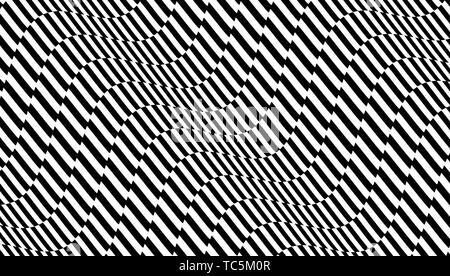 Schwarz-weiß Design. Muster mit optischen Täuschung. Abstrakten geometrischen 3D-Hintergrund. Vector Illustration. Stock Vektor