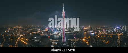 Nacht Panorama von Guangzhou Turm Stockfoto