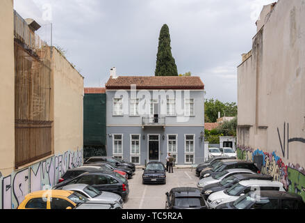 Parkplatz im Stadtteil Plaka in Athen Griechenland Stockfoto